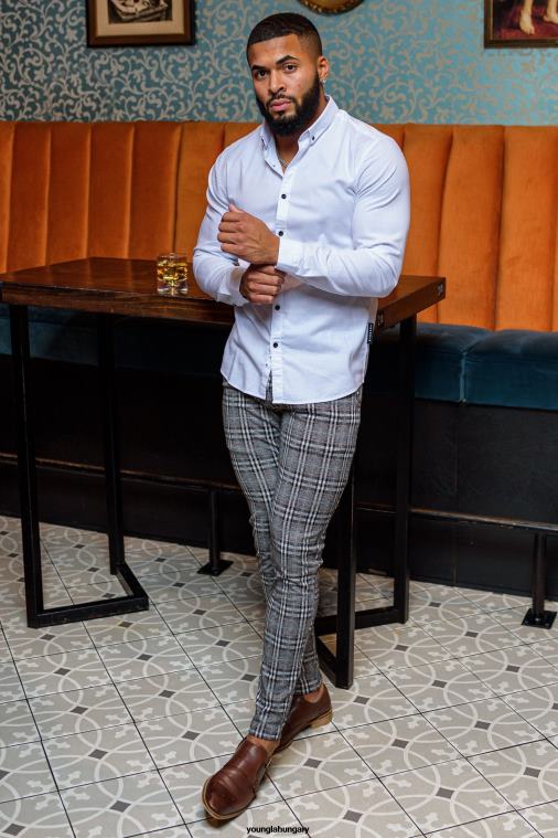 YoungLA ruházat férfiak fekete 614-es elegáns ruhanadrág BJH2B739