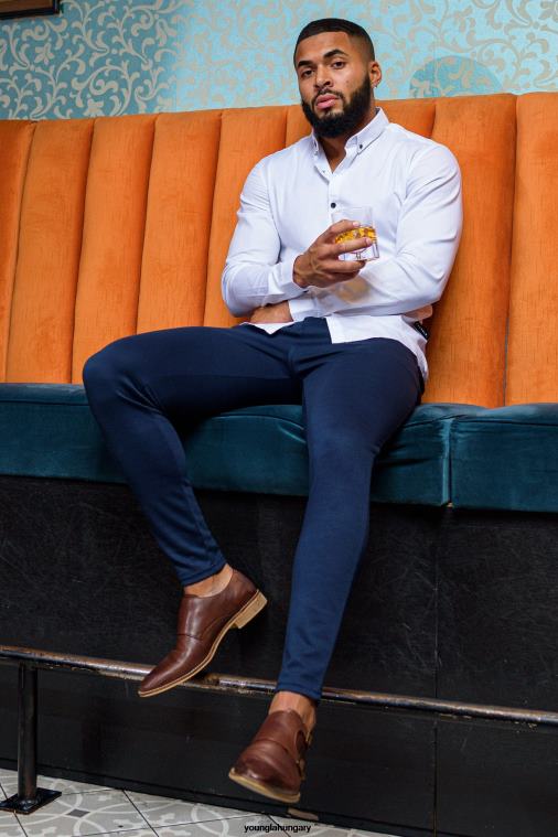 YoungLA ruházat férfiak fekete kockás 614-es elegáns ruhanadrág BJH2B744