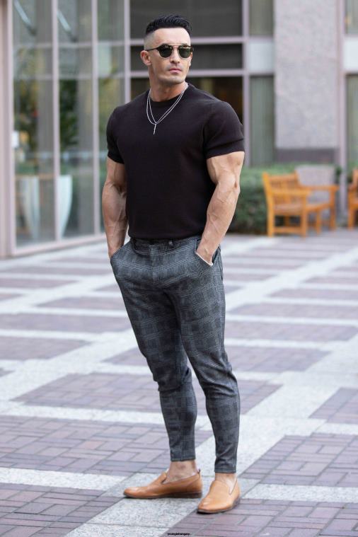 YoungLA ruházat férfiak fekete/szürke 615 új ruhanadrág BJH2B750