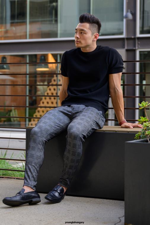 YoungLA ruházat férfiak fekete/szürke 615 új ruhanadrág BJH2B750