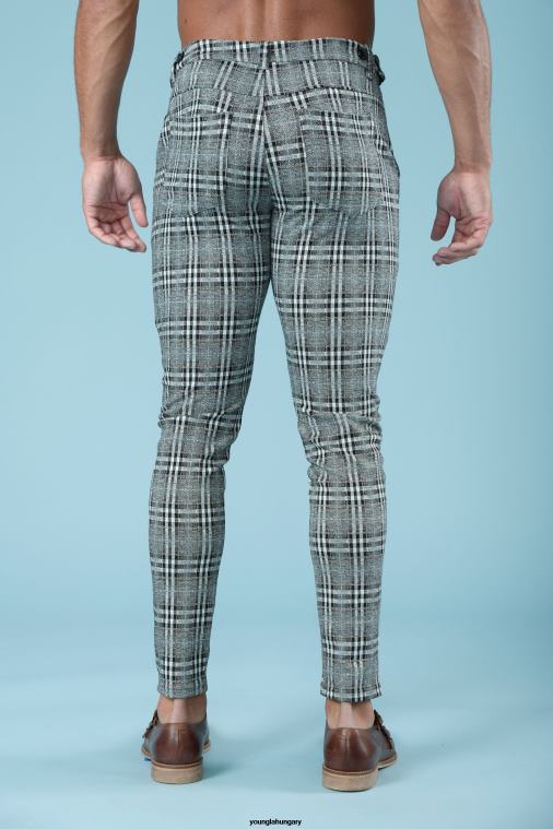 YoungLA ruházat férfiak kék kockás 614-es elegáns ruhanadrág BJH2B743