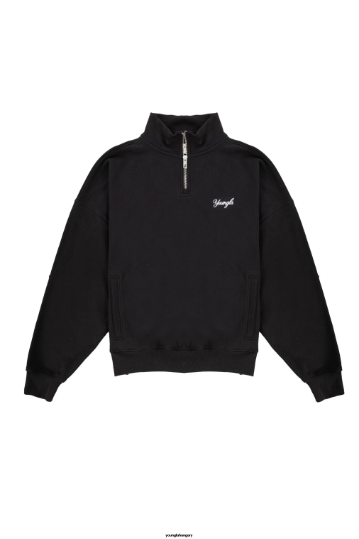 YoungLA ruházat férfiak fekete 558 nagyméretű, g-os negyed cipzárral BJH2B834