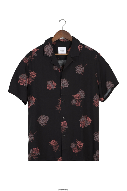 YoungLA ruházat férfiak fekete esszencia 445 cabo vibez ing nyomtatva BJH2B312