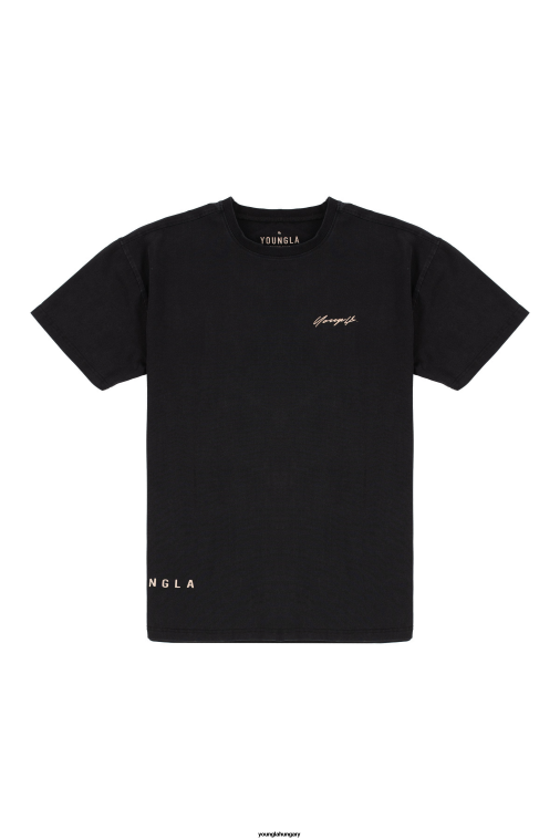 YoungLA ruházat férfiak fekete mosás 414 aláírás póló BJH2B288