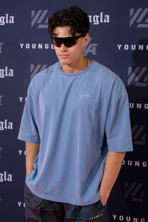 YoungLA ruházat férfiak fekete mosás 464-es skyline szuper méretű pólók BJH2B275