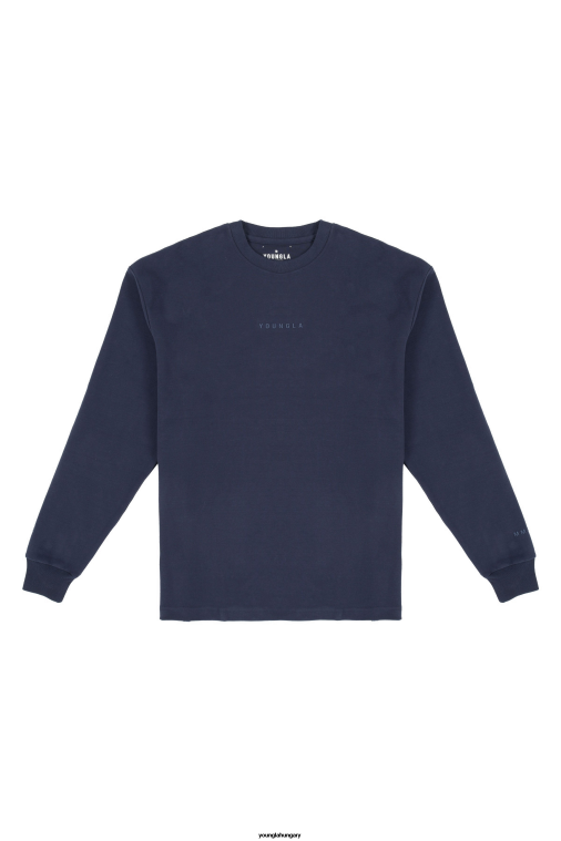 YoungLA ruházat férfiak haditengerészet 450-es felhőhab hosszú ujjú BJH2B411