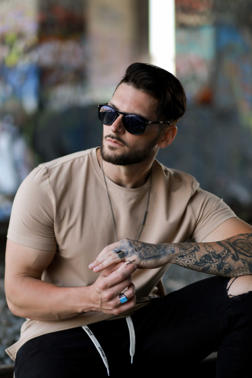 YoungLA ruházat férfiak khaki 411 tökéletes póló - egyenes alsó BJH2B191