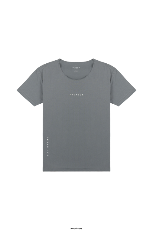 YoungLA ruházat férfiak szürke 447 széles nyakú nyers szabású póló BJH2B231
