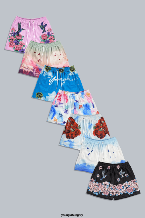 YoungLA ruházat férfiak aláírás felhők 141 a blokkparti rövidnadrág BJH2B608