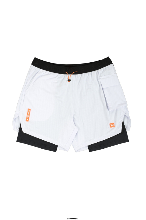 YoungLA ruházat férfiak fehér 121 teljesítményvonalas kompressziós rövidnadrág BJH2B634