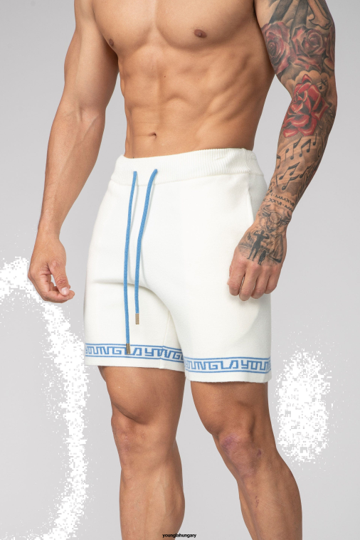 YoungLA ruházat férfiak piszkosfehér 116 db hieroglifa kötött rövidnadrág BJH2B673