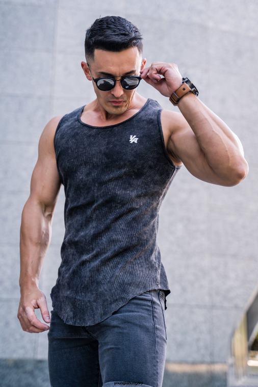 YoungLA ruházat férfiak Burgundia 314 gombóc aljú bordás tartály BJH2B114