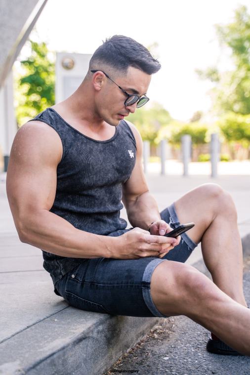 YoungLA ruházat férfiak homok 314 gombóc aljú bordás tartály BJH2B119