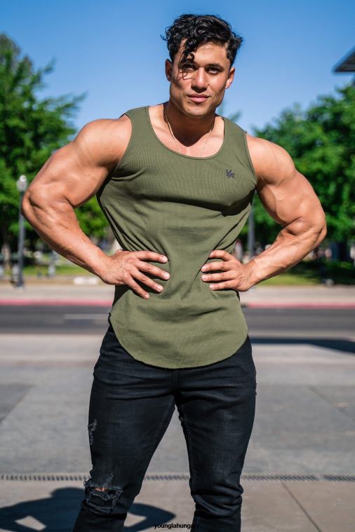 YoungLA ruházat férfiak lazac 314 gombóc aljú bordás tartály BJH2B120