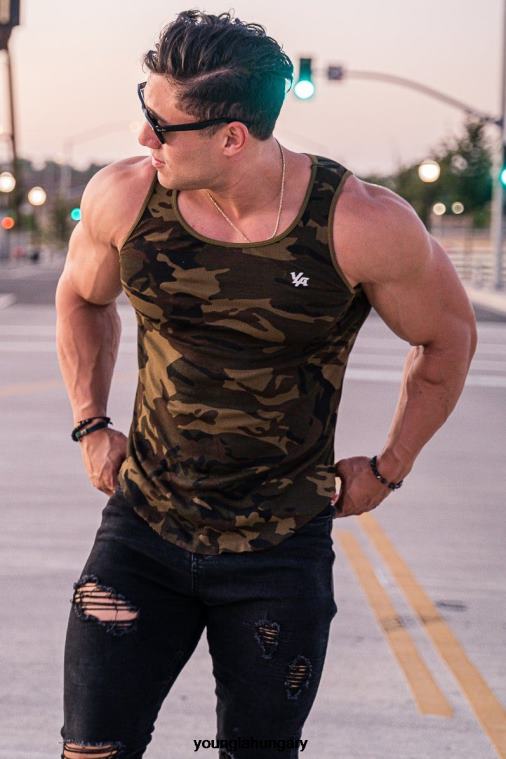 YoungLA ruházat férfiak terepszínű zöld 314 gombóc aljú bordás tartály BJH2B117