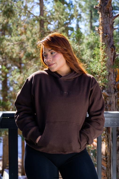 YoungLA ruházat nők barna w502 kapcsos kapucnis pulcsi BJH2B1192