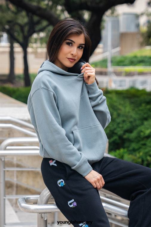 YoungLA ruházat nők barna w502 kapcsos kapucnis pulcsi BJH2B1192