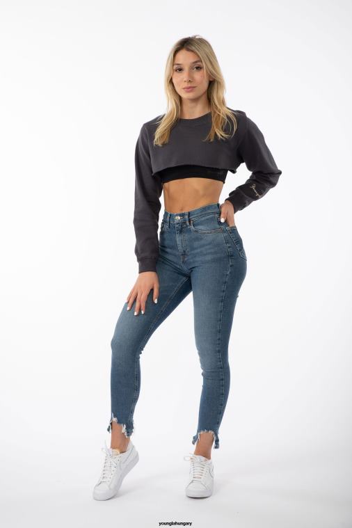 YoungLA ruházat nők csont w501 szuper crop pulóver BJH2B1199