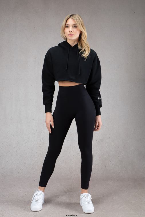 YoungLA ruházat nők erdő zöld w508 tökéletes rövidített kapucnis pulcsi BJH2B1173