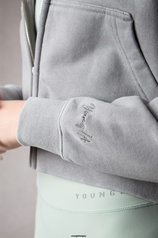 YoungLA ruházat nők fekete w503 alapvető cipzáras kapucnis pulcsi BJH2B1178