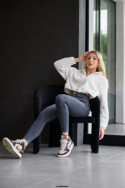 YoungLA ruházat nők fekete w506 teddy polár pulóver BJH2B1203