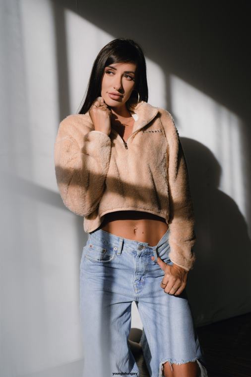 YoungLA ruházat nők fekete w506 teddy polár pulóver BJH2B1203