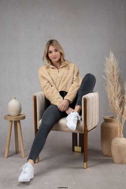 YoungLA ruházat nők fekete w506 teddy polár pulóver BJH2B1203