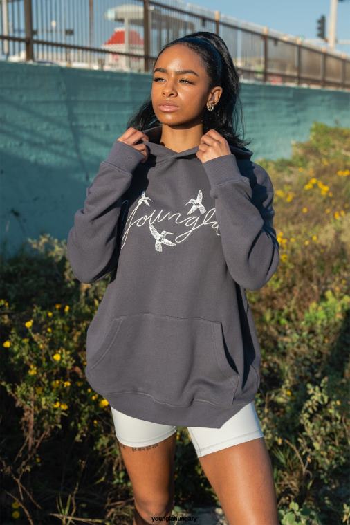 YoungLA ruházat nők palakék w509 kolibri nagyméretű kapucnis pulcsi BJH2B1185