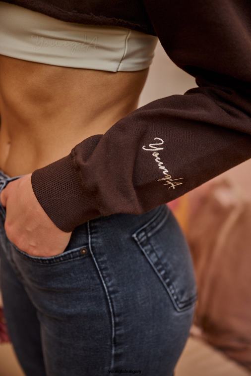 YoungLA ruházat nők szén w501 szuper crop pulóver BJH2B1197