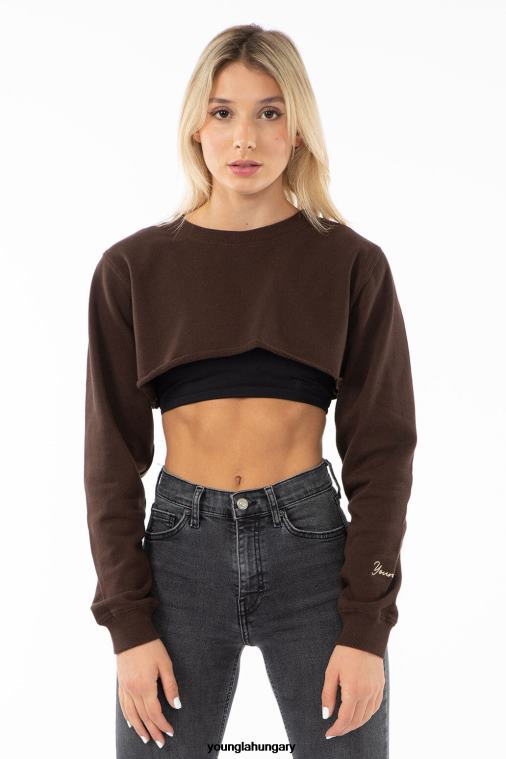 YoungLA ruházat nők szén w501 szuper crop pulóver BJH2B1197