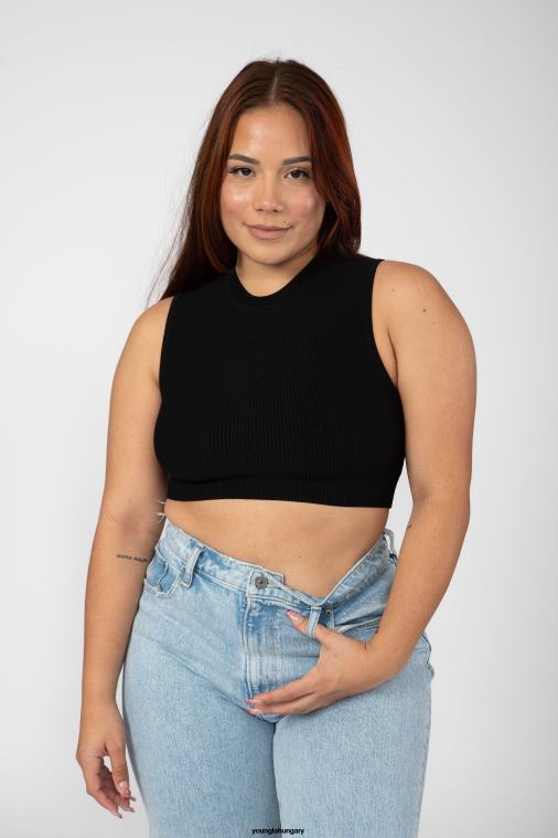 YoungLA ruházat nők fekete w301 kontúr bordás tartály BJH2B1051