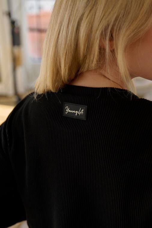 YoungLA ruházat nők fekete w413 barackos, rövidített hosszú ujjú BJH2B1070