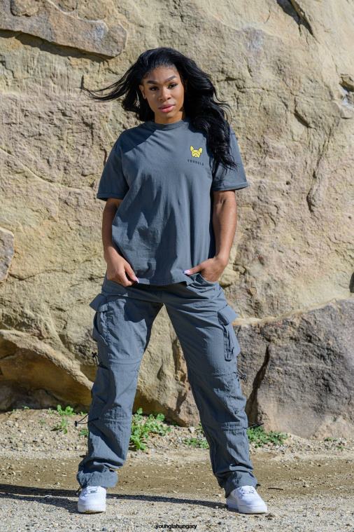 YoungLA ruházat nők fekete w417 iggy nagyméretű póló BJH2B1058