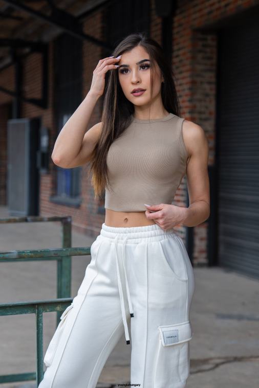 YoungLA ruházat nők pörkölt mandula w314 - flexrib tank felső BJH2B1061