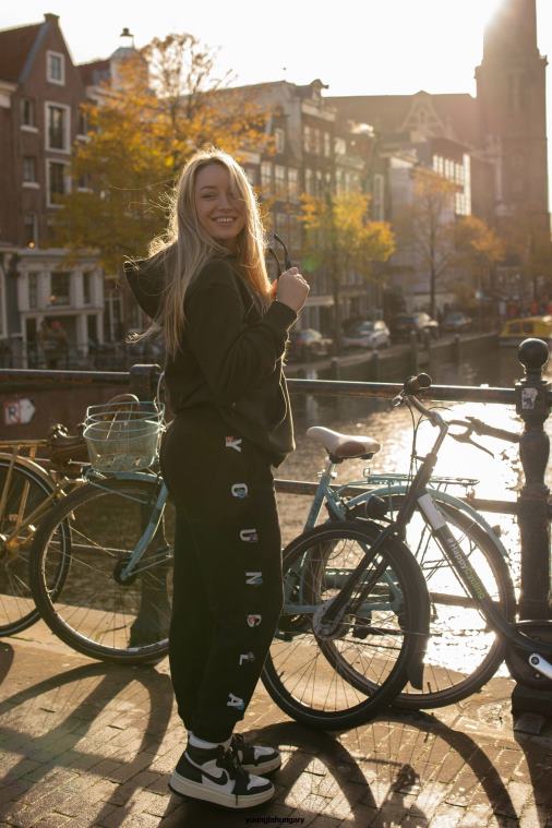 YoungLA ruházat nők fekete w203 téli virágzású kocogó BJH2B1118