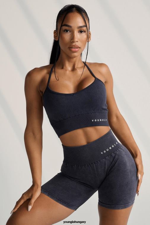 YoungLA ruházat nők fekete mosás w311 karbon kereszt hátú sportmelltartó BJH2B1004