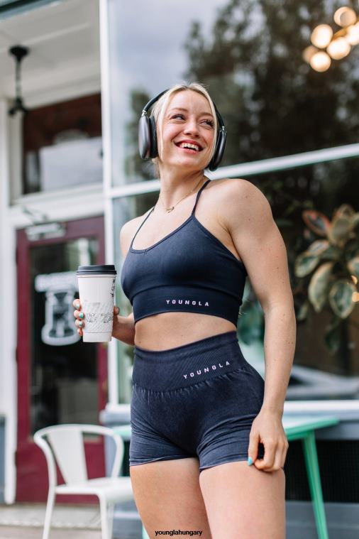 YoungLA ruházat nők fekete mosás w311 karbon kereszt hátú sportmelltartó BJH2B1004