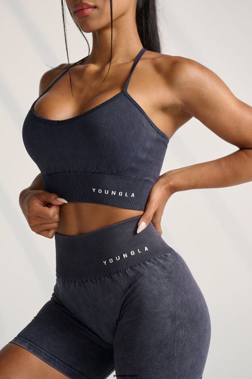 YoungLA ruházat nők fekete mosás w311 karbon kereszt hátú sportmelltartó BJH2B1004