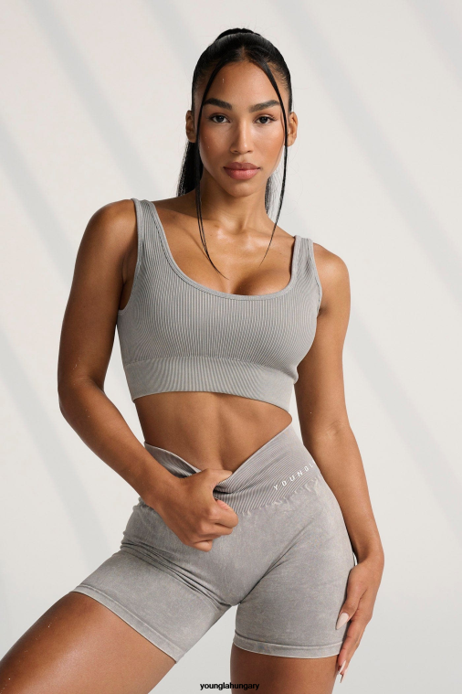 YoungLA ruházat nők szürke mosás w315 karbon bordás sportmelltartó BJH2B1008